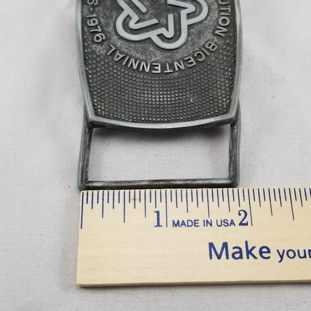 Belt Buckle 1976 American Revolution Bicentennial 1776 - 1976 Dull Silver‎ Color